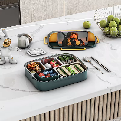 Practical Lunch Box Set With Divided Compartments And Matching Utensils For Fresh Fruits 3d model