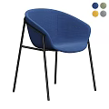 Modern Blue Fabric Dining Chair With Black Metal Legs And Comfortable Design