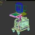Portable Medical Equipment With Display Screen And Control Panel On Wheels 3d model