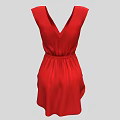 Stylish Red Sleeveless V Neck Dress With Fitted Waist And A Line Skirt