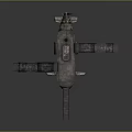 Vintage Rusted Underwater Weapon With Conning Tower Metal Ladders And Sliding Exit