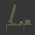 Green Military Radar Antenna System With Tilted Panel And Circular Base Components 3d model