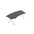 Modern Sleek Dining Table With Black Tabletop And Silver Metal Cross Legs