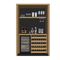 Stylish Wooden Wine Cabinet With Glass Storage Wine Bottles And Cooler Compartment