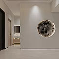 Modern Basement Living Space With Stone Wall And Sofas