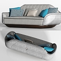 Modern gray fabric double sofa pillow combination 3d model