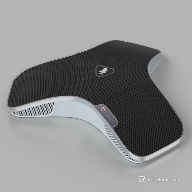 Modern Headphone Speaker with Black Mesh Surface Silver Frame and Red Indicator Light 3d model 