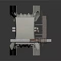 Industrial Mechanical Component With Metal Frame Circular Structure Pipes And Support Elements