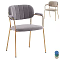 Modern Single Chair With Gray Velvet Seat Armrests And Golden Metal Legs