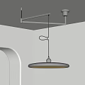 Minimalist Modern Pendant Light With Geometric Metal Bracket And Circular Shade In White Room Corner