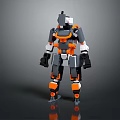 Humanoid Robot With Mechanical Structure Gray Orange White Color Standing Pose And Robotic Joints 3d model