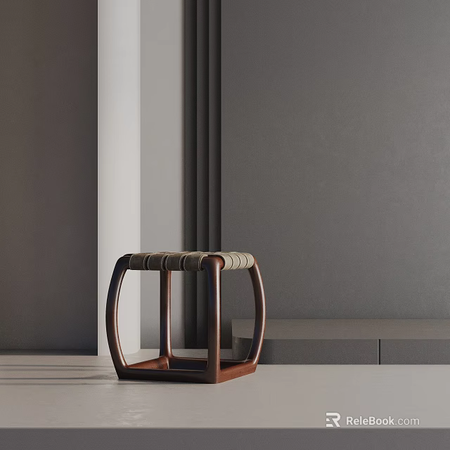 Modern Wooden Side Table With Curved Legs And Woven Surface Design 3d model 