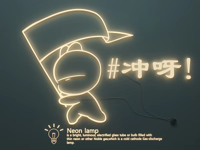 Neon luminous words advertising words led lights 3d model