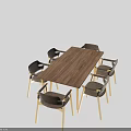 Elegant Modern Dining Table Set With Solid Wood Tabletop And Metal Leg Upholstered Chairs 3d model
