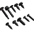 Various Black Screws in Multiple Sizes and Metal Material for Industrial Applications