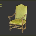 Elegant Green Velvet Lounge Chair With Wooden Arms And Vintage Design