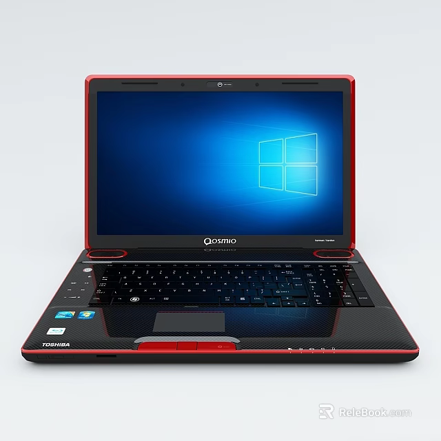 Qantm Red And Black Stylish Laptop With Windows Display And Keyboard 3d model 