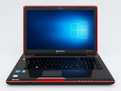 Qantm Red And Black Stylish Laptop With Windows Display And Keyboard 3d model