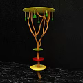 Interactive Area With Tree Like Structure Yellow Top Disc Green Pendants And Colorful Platforms 3d model