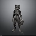Mythical Anthropomorphic Werewolf 3D Model With Furry Texture And Standing Pose