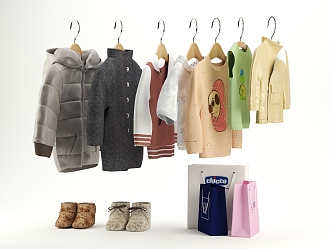 Modern Clothes Kids Clothes & Shoes 3d model