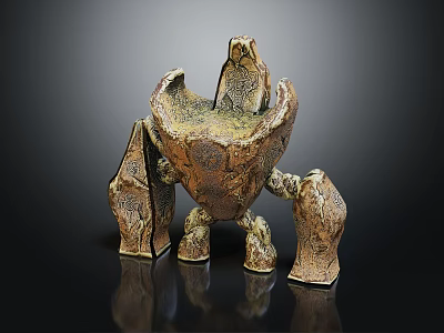 Unique Abstract Sculpture Featuring Textured Surface And Multi part Artistic Structure 3d model