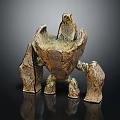 Unique Abstract Sculpture Featuring Textured Surface And Multi part Artistic Structure