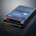Vintage Black Portable Audio Player With Red Button And Speaker Grille Classic Design