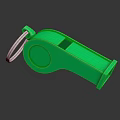 Green Whistle With Key Ring As Sports Equipment On Black Background With Reflection