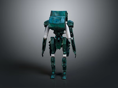 Detailed Green Robot Character With Biomechanical Armor And Futuristic Humanoid Design 3d model