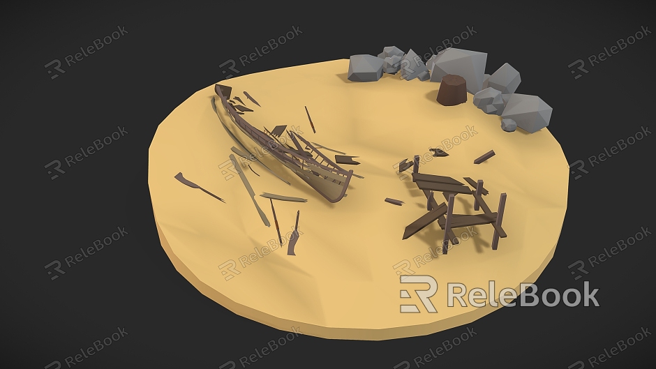 Beach Cartoon Beach Bad Boat Bad Boat Cartoon Boat Wooden Boat Cartoon Scene Boat River Fishing Boat model