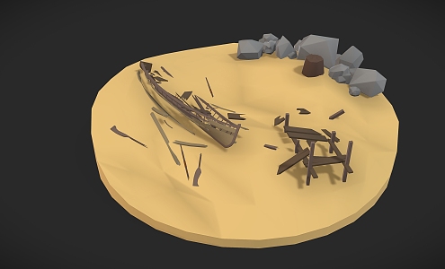 Beach Cartoon Beach Bad Boat Bad Boat Cartoon Boat Wooden Boat Cartoon Scene Boat River Fishing Boat 3d model