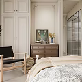Elegant Classic White Bedroom Interior With Chandelier Decorative Paintings And Curtains