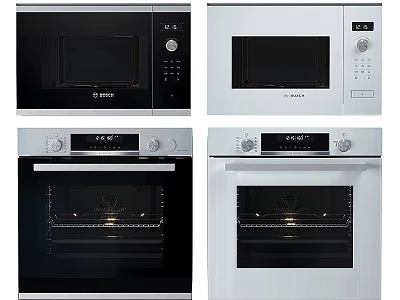 BOSCH Modern Kitchen Appliances Black And White Microwaves And Ovens 3d model