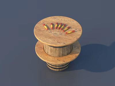 Road Facilities With Wooden Stacked Structure And Colorful Traffic Cones On Top 3d model