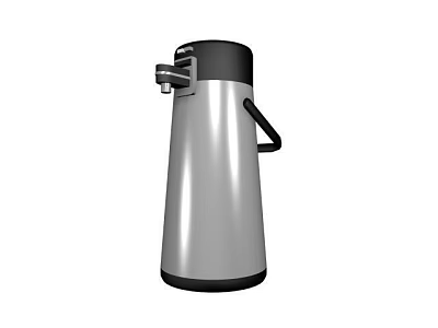 Silver Vacuum Flask Daily Use Appliance with Black Lid and Handle 3d model