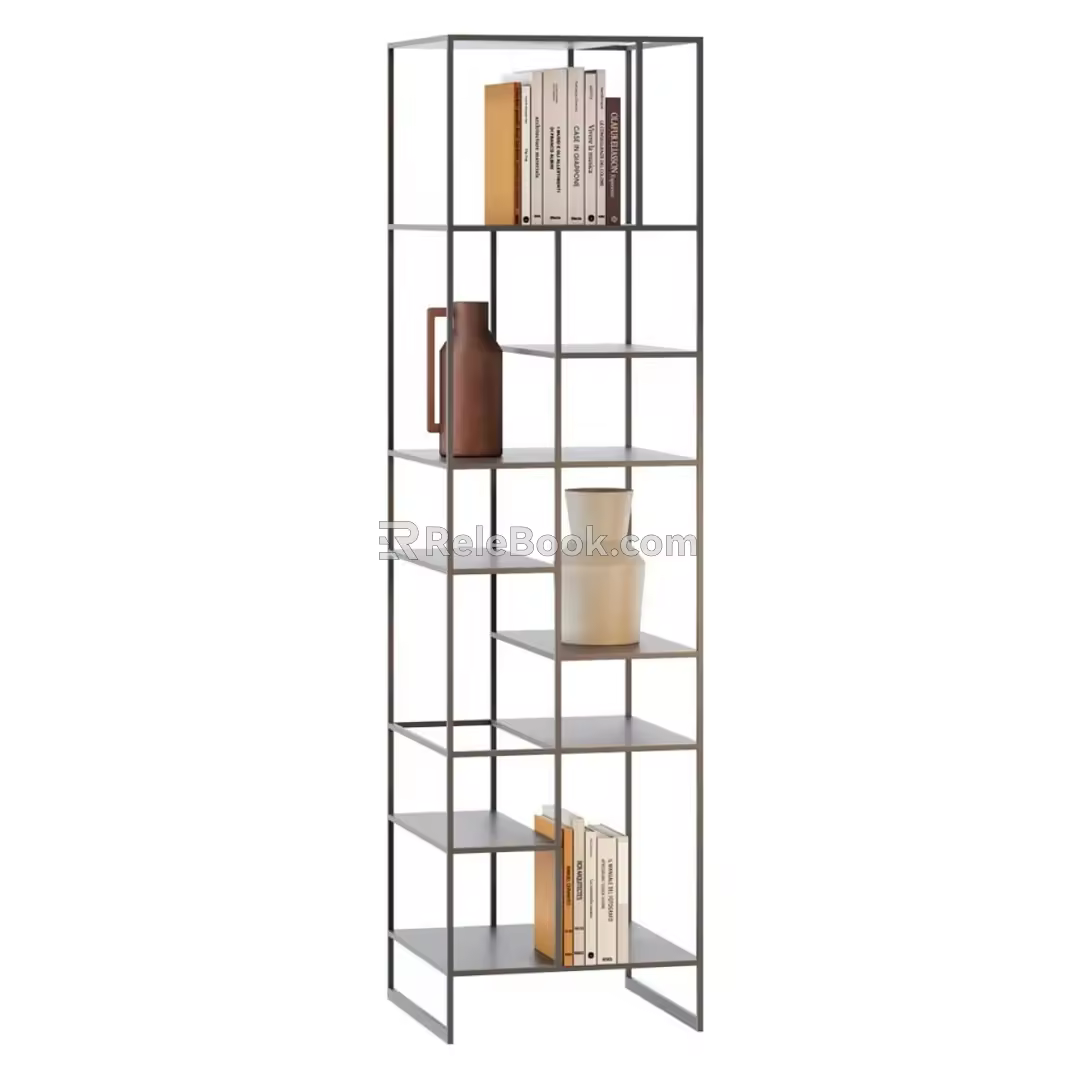 Storage cabinet shelf book 3d model