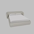 Modern Contemporary Double Bed With Curved Headboard White Mattress And Gray Frame