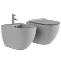 Modern Black Wall Mounted Toilet With Matching Sink In Bathroom Design