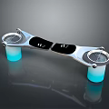 Modern Tech Device With Two Wheels Black Panel And Blue Illuminated Base 3d model