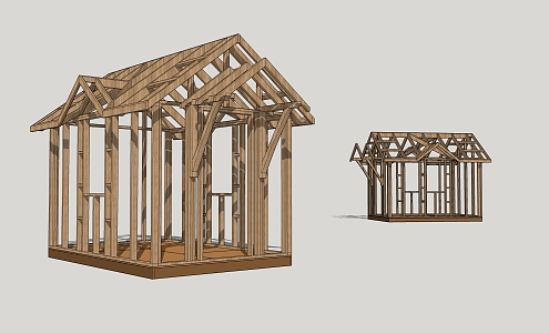 Modern gazebo wooden house gazebo 3d model