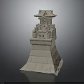 Traditional Stone Pagoda Architectural Model With Multi Tiered Structure And Carved Square Base