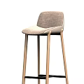Modern Fabric Bar Stool With Wooden Legs For Comfortable Home Kitchen Use