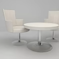 Modern White Round Dining Table Set With Two Upholstered Chairs And Metal Base 3d model