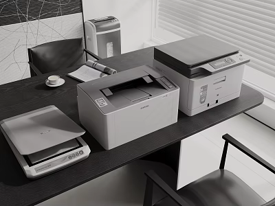 Modern Office Desk With Multifunctional Office Electronics 3d model