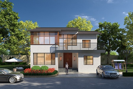 Modern single-family villa 3d model