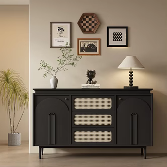 French Middle Style Side Cabinet Entrance Cabinet Sideboard 3d model