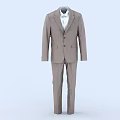Elegant Light Brown Pinstripe Formal Suit Set With White Shirt