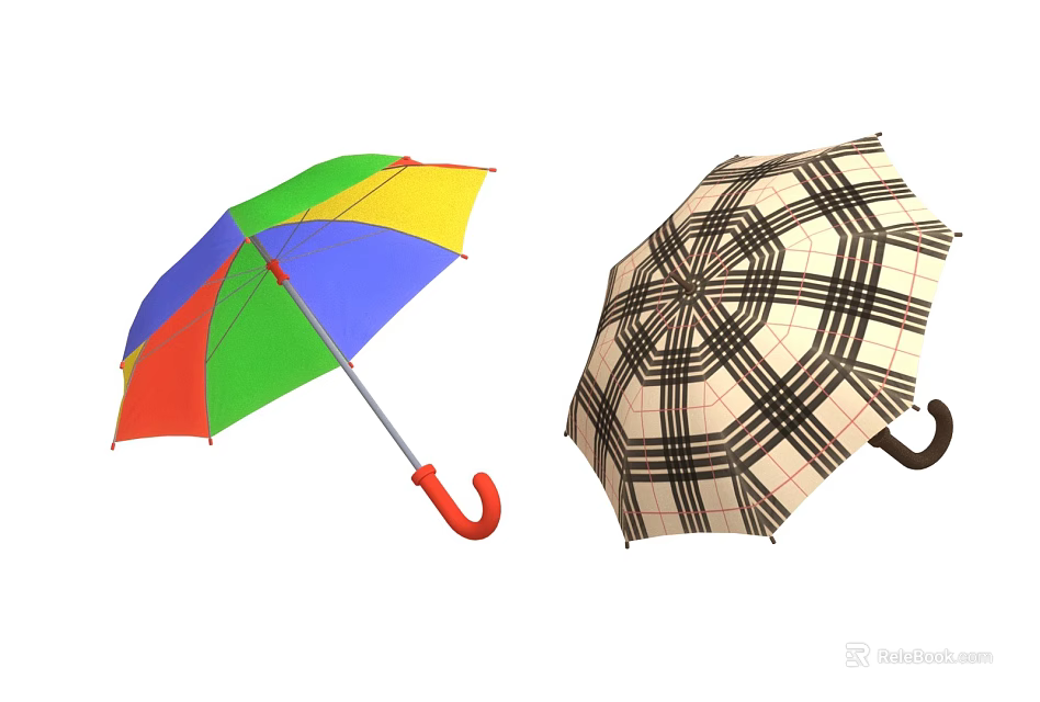 Colorful And Plaid Umbrellas With Stylish Design For Daily Use 3d model 