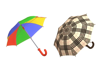 Colorful And Plaid Umbrellas With Stylish Design For Daily Use 3d model